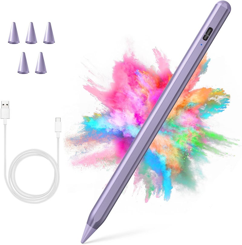 COO ​​​Stylus Pen for iPad 2018-2023 with Palm Rejection, Active Pencil for iPad 10th/9th/8th/7th/6th Generation, for iPad Pro 11/12.9 inch, for iPad Air 5th/4th/3th Gen, for iPad Mini 6th/5th Gen(Purple) - Image 1